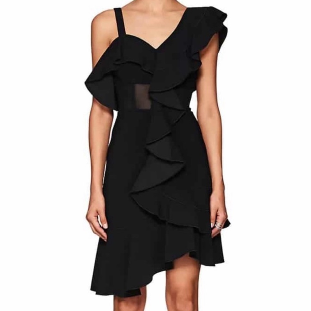 Proenza Schouler Black Asymmetrical Ruffle Mini Dress - Picture 2 of 14